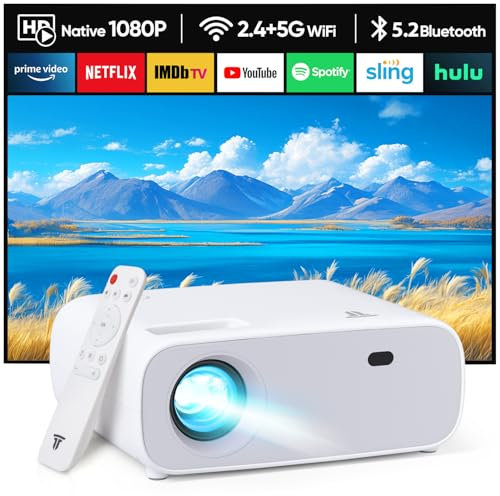 Wielio HD Beamer 1080 P Auflösung, Mini Beamer mit Bluetooth und WiFi, 18000 Lumen 4K Unterstützung, Kompatibel mit iOS/Android/Laptop/Xbox (grau)