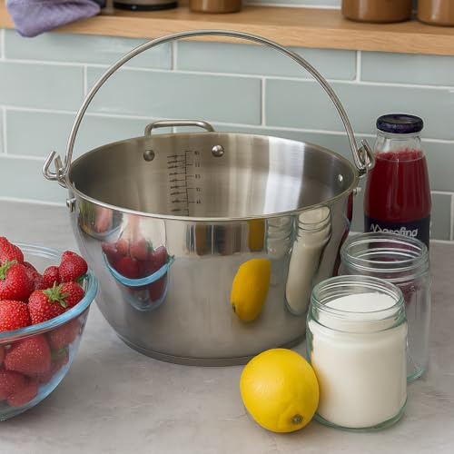 Jam Pan Stainless Steel Maslin 8.5 litres for Making Jams and Chutneys Suitable for Induction Hobs, Electric and, Gas