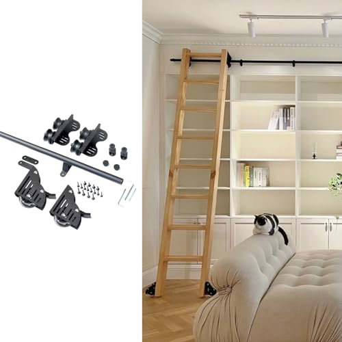 SZITW 3-26,2 Fuß Rollleiter-Bausatz (ohne Leiter), Teleskop-Oberrollen-Wandmontage-Schiebeleiter-Hardware-Bausatz, Stabiler Stil und funktionales Design (Größe: 26,2 Fuß/800 cm Schienenbausatz)