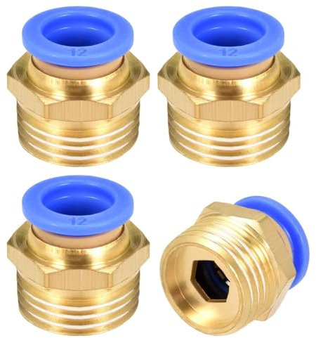 Straight Pneumatic Push to Quick Connect Fittings G1/2 Male x 12mm Tube OD 4pcs