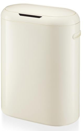 13 Gallon White Automatic Trash Can, Touchless Motion Sensor Kitchen Trash Can with Soft-Close Lid, 50L Slim Garbage Bin Smart Garbage Can for Bathroom Living Room Office