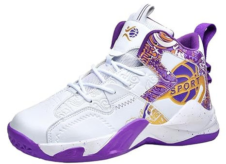 HENRVIEG Basketballschuhe für Herren, Sneakers und Sportschuhe für Herren, Arbeit, Mode, rutschfest, leicht, Sport Sneaker, violett, 44 EU