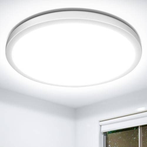 Lepro Plafoniera LED Soffitto 24W, Lampada da Soffitto Bianco Diurno 5000K 2400LM, Plafoniera Bagno Impermeabile IP44, Lampadario Soffitto per Cucina Soggiorno Sala Balcone Camera da Letto, Ø29.3CM