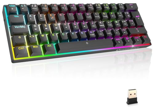 EMPIRE GAMING - K246 Clavier Gaming sans Fil Compact TKL 65% WiFi Type-C - Switches Mécanique MX Red (FR-AZERTY) - pour PC/PS4/PS5/Xbox - Rétroéclairage RGB - 62 Touches