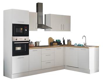 TURIN LBM Eckküche Winkelküche Weiß Artisan Eiche Optik 280 x 211 x 60 cm | Küche ohne Küchengeräte, L-Form, L-Küche, Einbauküche ohne Elektrogeräten, geräumig, mit viel Stauraum, modernes Design