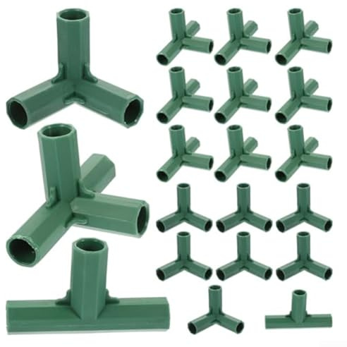 Hasaller Tubi di collegamento, 20 pezzi, 16 mm, tubi rotondi, connettori per telaio serra, 3 vie, 4 vie, 5 vie, giunti in plastica per struttura da giardino, supporto per edifici, piante rampicanti