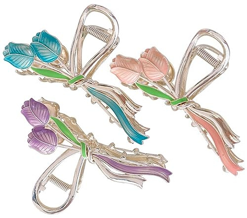 KAILIKETIY 3pezzi Fermaglio Per Di Tulipano in Metallo Fermagli Decorativi Per Da Donna Accessori Per Medi Fermagli Piccoli