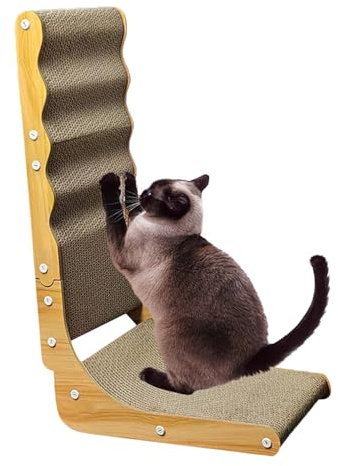 Sghtil Tabla rascador para gatos en forma de L, juguete interactivo para gatitos para interior y exterior