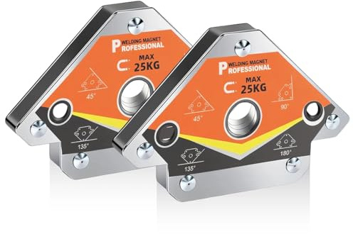 HUANR Aimant Soudure, 2 Pièces Aimant a Souder, 25 kg Multi-angles | 45°, 90°, 135° et 180° Angle Magnétique, Equerre Soudures, pour un Positionnement Précis du Soudage