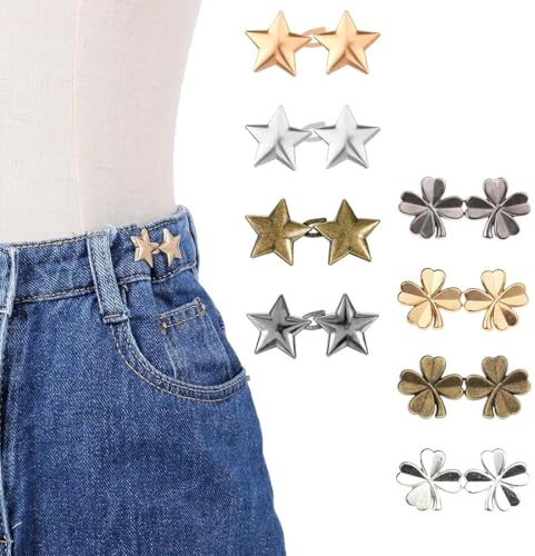 JYNXOR 8 Pcs Botones Para Vaqueros,Tensores De Cintura Para Pantalones,Botones De Clips De Pantalones Sin Costura,Broches De Botón Ajustables,Clips De Cintura Para Pantalones Para Pantalones Sueltos