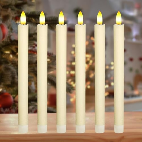 KATELUO Candele LED Fiamma Oscillante, 6 Pezzi Candele Senza Fiamma, LED Candele Finte a Batteria, Candele Coniche a Led, per Natale, Ringraziamento, Halloween, Matrimoni