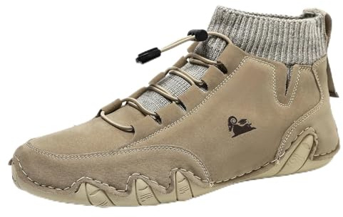 AONEGOLD Barfotaskor vinter män kvinnor bekväma ergonomiska ankelstövlar halkfria vattentäta vandringsskor utomhus varma fodrade barfota skor Magic Sticker Sneaker storlek 36–48, C8007m khaki, 45 EU