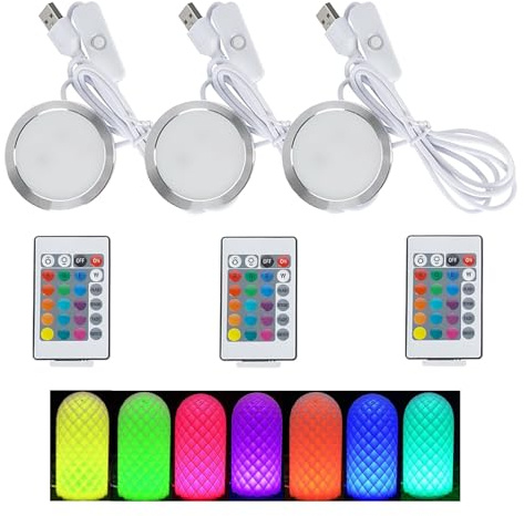 Infreecs Set di 3 lampade a LED per stampante 3D Bambu Lab A1/A1 mini/P1P/P1S/X1C, strisce luminose a LED RGB con telecomando, per stampante 3D creativa, ricambio per luce notturna, 5 V, USB, 16