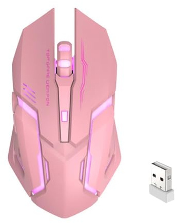 Générique Wireless Mouse - PC Mice, Ricaricabile LED Light Up Mouse | RGB Backlit Ergonomico Silent Mouses PC Computer USB, Wireless Gamings ouse for Comfortable Precision Control and Respon