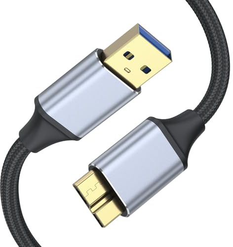YLK Cavo da USB a Micro B 3.0, cavo in nylon da 0,5 m, compatibile con hard disk esterno WD, disco rigido esterno, Toshiba Canvio, Seagate Maxtor, Samsung Galaxy S10/S9/S8, Samsung M3 (USB_0,5 m)