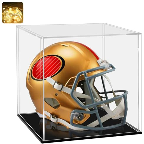 LANSCOERY Acrylic Display Case, Assemble Showcase Display Box for Collectibles, with Dustproof & Seamless Display Design, Suitable for Basketball 14x14x14inch Black Base