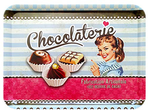 Lashuma Vassoio in melamina vintage, motivo: cioccolato, vassoio in plastica colorato, rettangolare, 50 x 37 cm