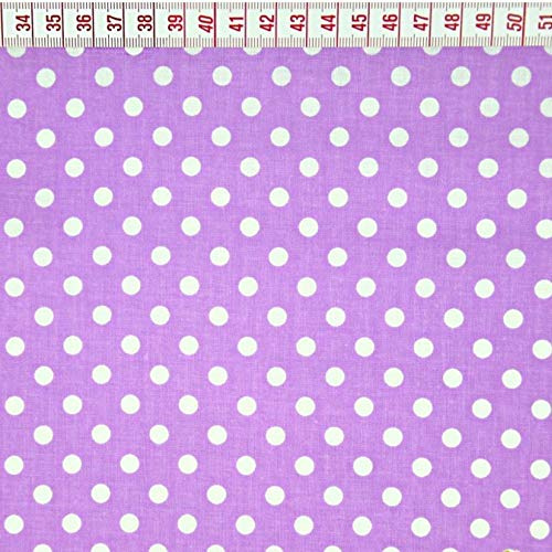 Pingianer 11,99€/m Punkte 100% Baumwolle Baumwollstoff Kinder Meterware Handwerken Nähen Stoff (Punkte Lila Weiß Mittel, 100x160cm (11,99€/m))