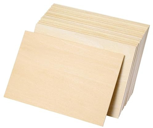 EXCEART DIY Basswood Slices 15Pcs 3Mm Thick Wooden Craft Planks for Painting Drawing Model Building Educational Art Projects