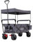 Arebos Bollerwagen faltbar mit Dach | Handwagen | Transportkarre Gerätewagen inkl. 2 Netztaschen und Einer Außentasche | Vorderrad-Bremse | klappbar | Vollgummi-Reifen | bis 100 kg Tragkraft | Grau
