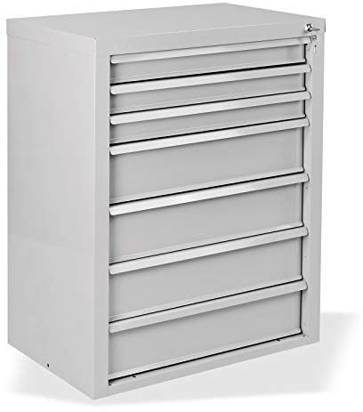 ADB Metall-Werkstattschrank 7 SL Schubladen, Grau, industriell, Werkstatt | Großer Werkzeug- & Werkstattschrank aus Metall mit sieben Schubladen, Farbe Grau, für industriellen Einsatz