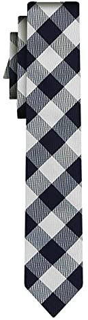 BOSS Seidenkrawatte tartan pattern navy white