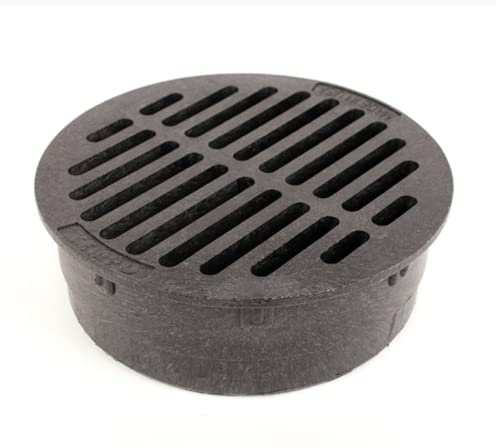 Premium USA Made 6 Inch Black Outdoor Round Flat Drain Grate Cover - Fits 6 Inch SDR Sewer & Drain Pipe/Fittings, Also Triple Wall & Corrugated Pipe 6 NOT for Regular PVC (Black)