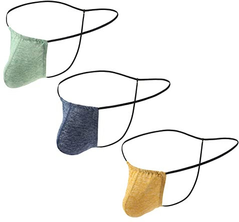 FEOYA Männer Tanga Sexy Herren Strings C-String Penishülle Briefs Unterhosen Low Rise Dessous Bademode Jockstrap Unterwäsche Männer Tanga Mini Bikini G-String Slip Grün+Gelb+Blau XL