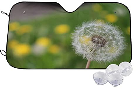 Auto Frontscheibenabdeckung Auto Sonnenschutz für Windschutzscheibe Auto Frontscheibe Frontscheibenabdeckung mit Motiv Löwenzahn-Muster Autoscheibenabdeckung Sommer Innen Auto Frontscheibe 130x70 cm