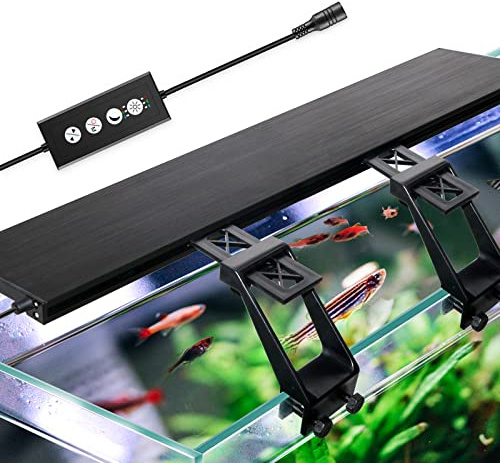 Clip-On Akvariumljus, Ultratunn klämma akvarielampa LED-lampa med Timer, Vattenväxter Belysning med 115LEDs för akvarium 60-75cm