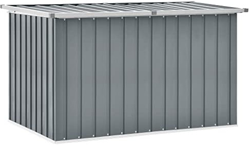 homiuse Gartenbox Grau 149 x 99 x 93 cm Auflagenbox Aufbewahrungsbox Aufbewahrungstruhe Gartentruhe Garten Wasserdicht Kissenbox Outdoor Wasserdicht Gartenbox Klein Verzinkter Stahl Klappdeckel