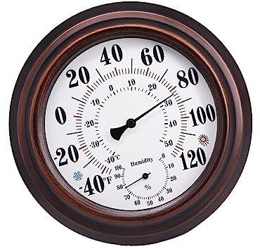 lmoikesz Thermomètre hygromètre Antique Grand Affichage intérieur extérieur Moniteur Mur mécanique Instrument Chambre Chambre