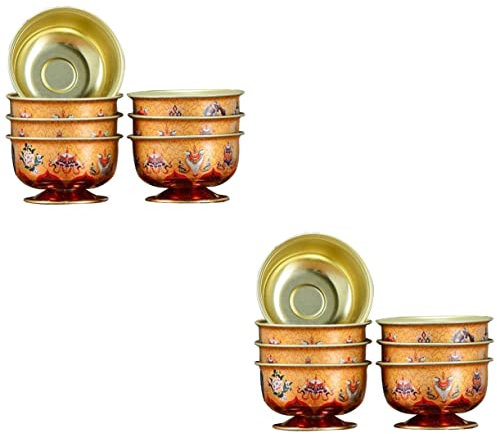 Cabilock 14 Stk Wasserschale Anbetungsbecher Weihrauchbrennerschale Schrein Schale Münzschale Aus Kristall Tibetische Teetasse Schatzbecken Kleine Opferschalen Legierung Metall China