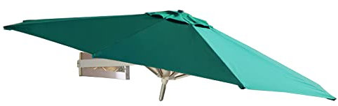 LBONG Wall Mounted Umbrella, Patio Parasol Wall Umbrella with Adjustable Pole Sun Canopy Umbrella Outdoor Garden Patio Sunshade (2.5m(8.2ft),Dark Green)