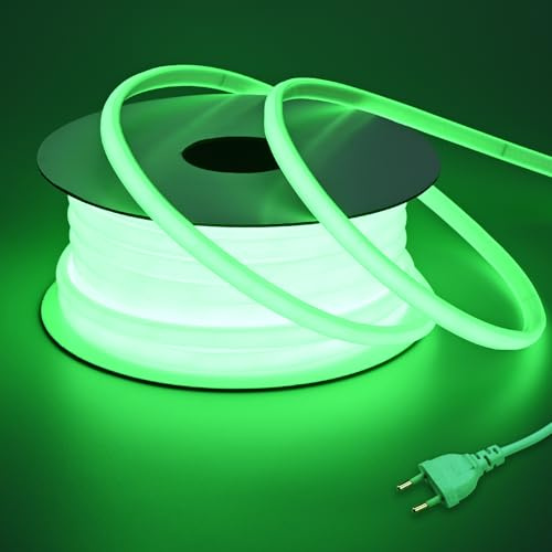 BENLUN Tira LED COB 220V Exterior Impermeable 20 Metros Superbrillante 200W | Verde Luces LED IP65 10W/m 288LEDs/m Flexible Cortable para Habitacion, Patio, Jardín, Casa, Gaming