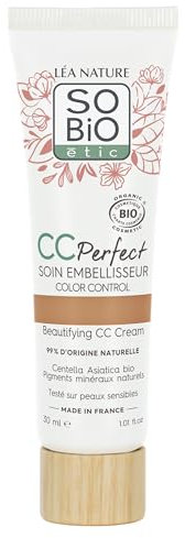 LEA NATURE SO Bio Étic | CC Color Control Creme Bio – Perfect | Medium | Verschönerungspflege | gegen Rötungen, gegen Müdigkeit, gegen stumpfes Hautbild | Centella asiatica bio | Vegan | Made in