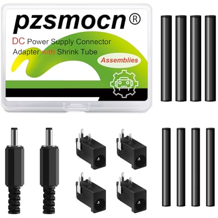 pzsmocn 48Pezzi/12Set 3,5*1,3mm Connettore Adapter CC Maschio/Femmina 3Pin | Tubo termoretraibile per cavo, Montaggio su scheda PCB, Cavo di alimentazione, Riparazione e saldatura, Kit per fai da te