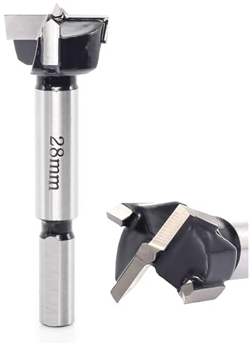 Akylin Forstner Drill Bit 28mm - Carbide Tipped Forstner Bit - Hex Shank Wood Hinge Drilling Hole Saw Cutter, for Auger Opener, Drilling Boring Bit
