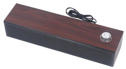 Haut-parleurs D'Ordinateur, Barre de Son D'Ordinateur Filaire en Bois, Son Stéréo HiFi, Haut-parleurs PC Alimentés par USB, Entrée AUX et PC 3,5 Mm, Mini Barre de Son pour