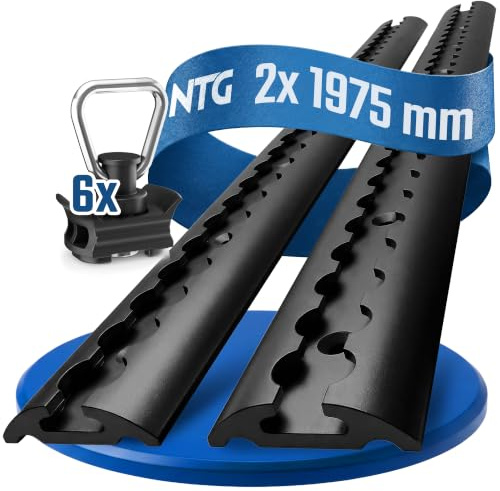 NTG Blackline Rail d'aviation en aluminium - Percé et anodisé noir - Forme semi-circulaire - Rail d'avion semi-circulaire pour sécuriser la charge pour camions et camping-cars - Barre d'arrimage (kit