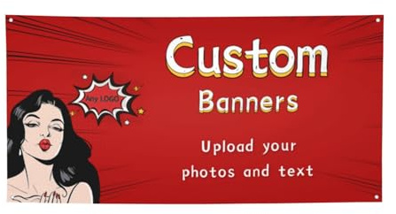 RoPox Personalisierte Banner, Banner Eelbst Gestalten Personalisiert Banner Personalisierte Foto/Text/Logo, Geburtstagsbanner für die Dekoration im Freien Banner Geburtstagsfeier Abschlussfeier