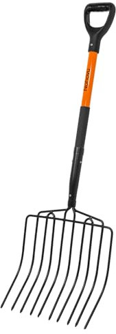 Nohovu Fourche pour jardinage 10 dents avec poignée antidérapante, fourche robuste pour paillage, 114 cm