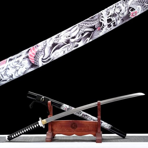 LQSLFsword 103cm Katana，Samuraischwert，Sharp，Katana Schwert scharf， Handforged Damascus Steel
