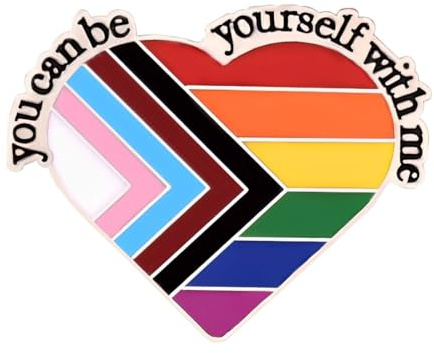 AOEVUIR 1 Pcs Pride Pin Regenbogen Ansteckern You Can Be Yourself With Me Anstecknadel Mit Aufschrift Gay Pride Anstecker Mit Inspirierenden Zitaten Regenbogen Herz Anstecker Für Rucksäcke Accessoires