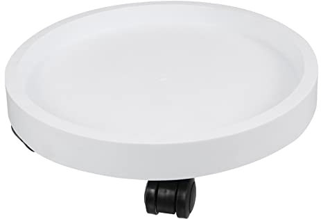 PHENOFICE Support à Plantes roulettes pour Installations Lourdes, Plateau Épais Blanc 28cm, Chariot Mobile pour Pots De Fleurs D'intérieur Et Extérieur, Base Stable Antisalissure Facile à Nettoyer