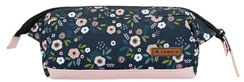 Cabaïa Oxford Smart Organiseur pour Stylos et Accessoires Recyclé Écologique, Imperméable - Motif Floral Bleu Lancaster Road et Rose
