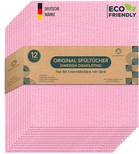 Zukunftsenkel Spüllappen Schwedische Spültücher Dishcloths Nachhaltig Putzlappen Waschlappen Biologisch Abbaubar Plastikfrei (Pink)