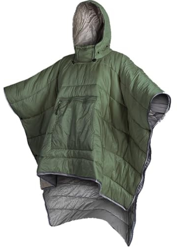 Keuyeo Winter-Poncho-Mantel, Tragbare Kapuzendecke, Outdoor-Camping, Wärme, Kleine Steppdecke, Wasserabweisender Schlafsack, Umhang, Umhang Hut Für Männer Und Frauen