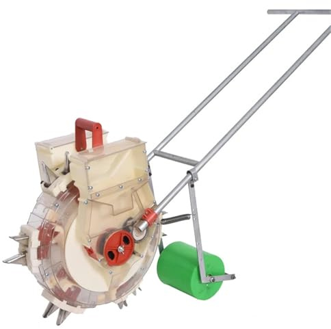 DGOINGPI Siembra Esparcidor Sembradora Manual de maíz, maní y Soja con Ruedas, esparcidora de Fertilizantes Multifuncional Semillas Dispensador(Double 6nozzle 29cm)