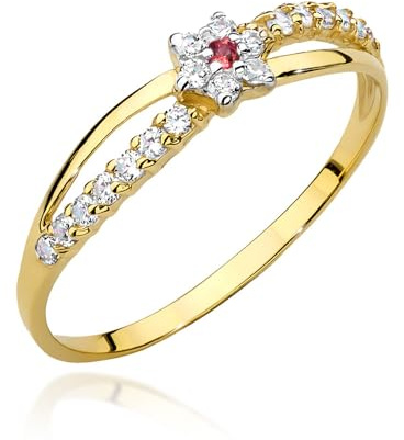MARKO Goldener Damenring 333 Gold (8 Karat) mit Zirkonia – Eleganter Blüten-Ring im Blumen-Design – Zarter Goldring als Geschenk für Frauen & Mädchen